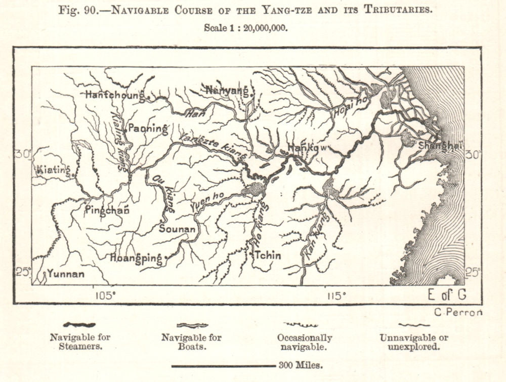 Navigable Course of the Yang-tze and its Tributaries. China. Sketch map 1885